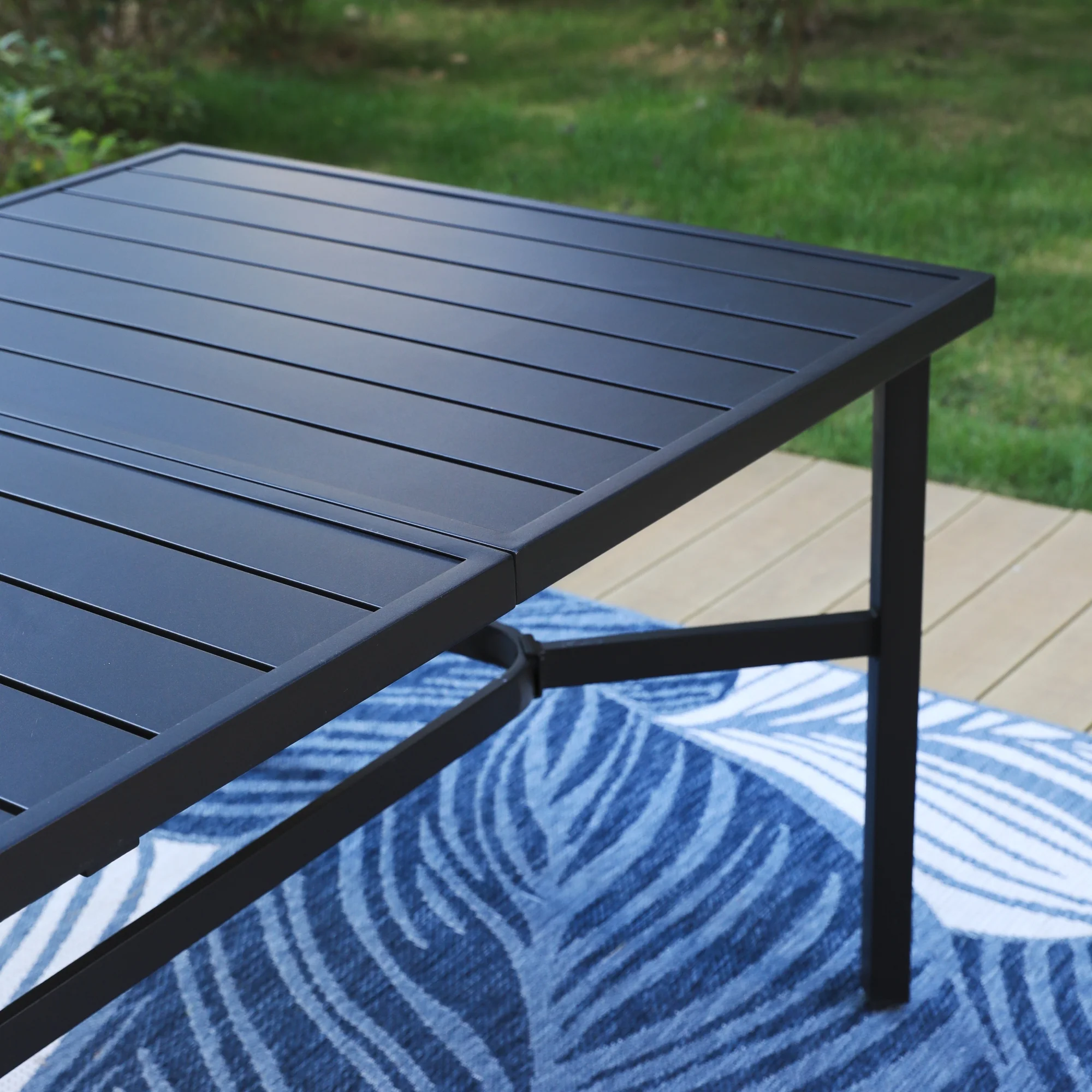 MF Studio 9-Piece Outdoor Dining Set with High-Back Sling Chairs & Large Table for 8-Person, Black & Gray