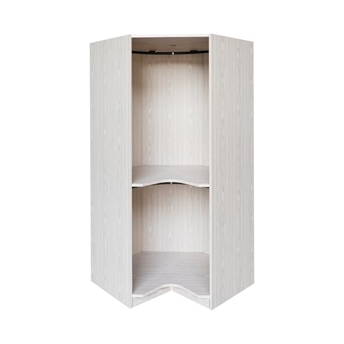 LZ LEISURE ZONE Polygon Corner Wardrobe Closet, Space-Saving Design Armoire Wardrobe Closet with Hanging Rods, Wooden Corner Wardrobe Cabinet Bedroom Closet Cabinet for Hanging Clothes, Gray