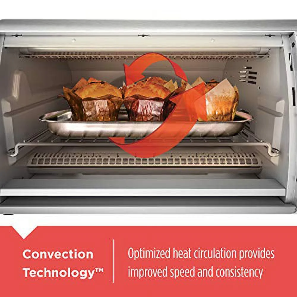 BLACK+DECKER 6-Slice Convection Toaster Oven, CTO6335S, 20% Faster Cooking, 120-Minute Timer, Extra-Deep Interior, 8 One-Touch Functions
