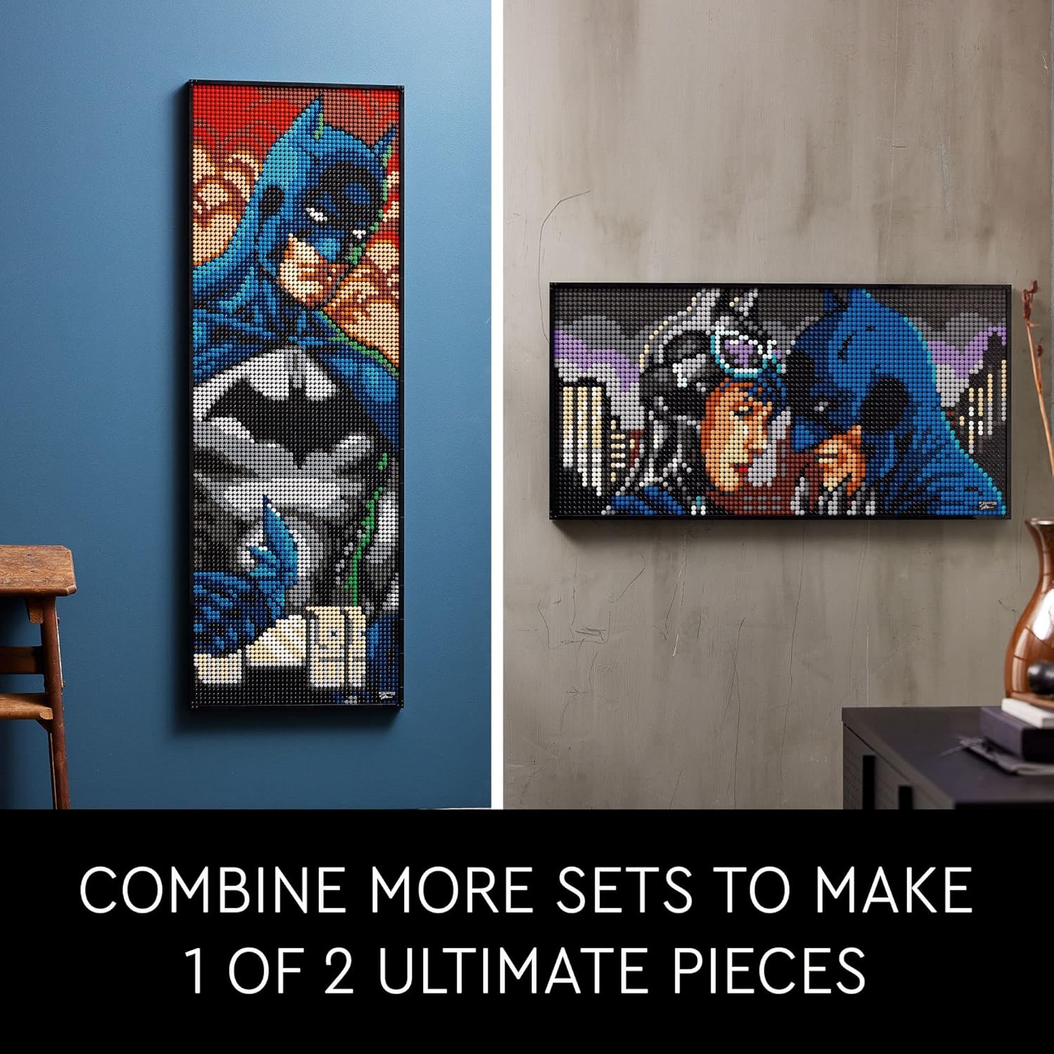 LEGO Art Jim Lee Batman Collection 31205 Building Blocks - Superhero Canvas Wall Decor with Joker, Harley Quinn, or Batman Portraits, DC Comics DIY Poster, Gift Idea for Men, Women, and Adults