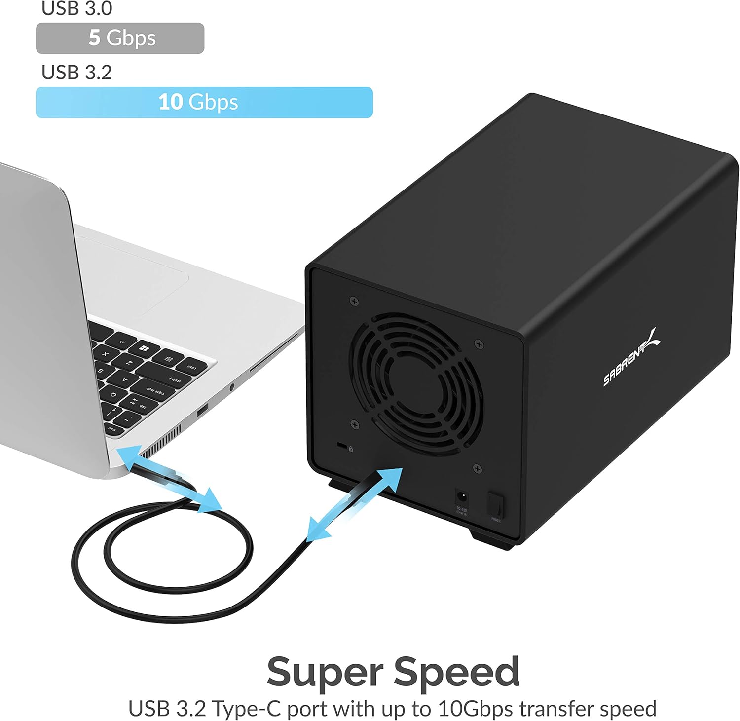 SABRENT USB 3.0 to SATA I/II/III Dual Bay External Hard Drive Docking Station for 2.5 or 3.5in HDD, SSD with Hard Drive Duplicator/Cloner Function [10TB Support] (EC-HD2B)