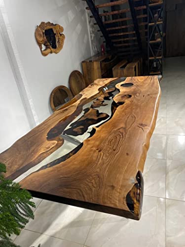 Personalized LARGE Fully Customised EPOXY TABLE, Resin River Dining Table Top for 2, 4, 6, 8, Wood Epoxy Coffee Table Top, Living Room Table Top (28.5" Inches Tall, 60 x 30Inches)