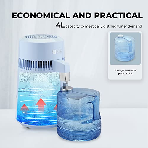 fomos DENTAL 1 Gallon Water Distiller, 4L 304 Stainless Steel Home Countertop Water Distiller