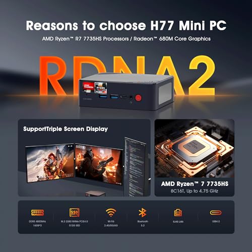 Mini PC N100 Intel 12th Mini Computers Windows 11 Pro 16GB DDR4 RAM 512GB PCIe x1 SSD, 4K 60HZ Triple Displays by Dual HDMI+Type-C, 6W TDP Quiet Mini PC, WIFI5, Office, Education
