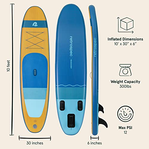 Retrospec Weekender Inflatable Stand Up Paddle Board Includes Paddle, Pump, and Accessories 10’6” Lightweight iSUP, Puncture Resistant Inflatable Paddle Board for Adults