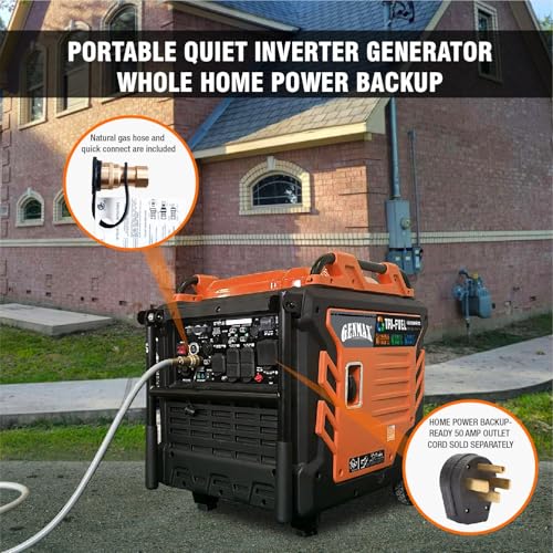 GENMAX 15000W Tri-Fuel Portable Generator - 2025 Model with ATS, CO Sensor, Digital Display & 50A Output Perfect for Home Backup, Construction Sites & Emergency Power (GM15000ET)
