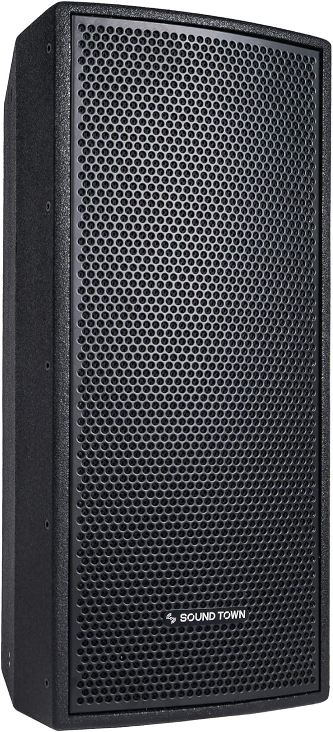 Sound Town Pair of CARME Series Dual 8 2-Way Passive Professional Loudspeaker, Black with Compression Driver and U Bracket for Installation, Live Sound, Karaoke, Bar, Church (CARME-U208B-PAIR)