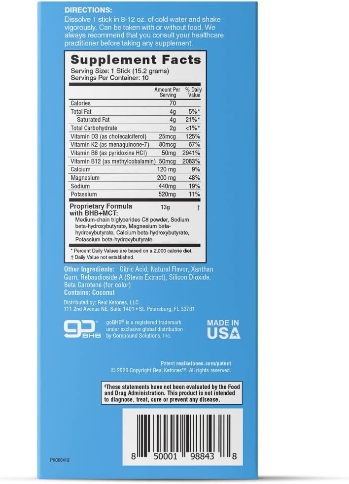 Real Ketones Exogenous Keto D BHB + MCT + Electrolytes, Caffeine Free Drink Mix Powder, 30 Packets, Lemon Twist for Rapid Ketosis