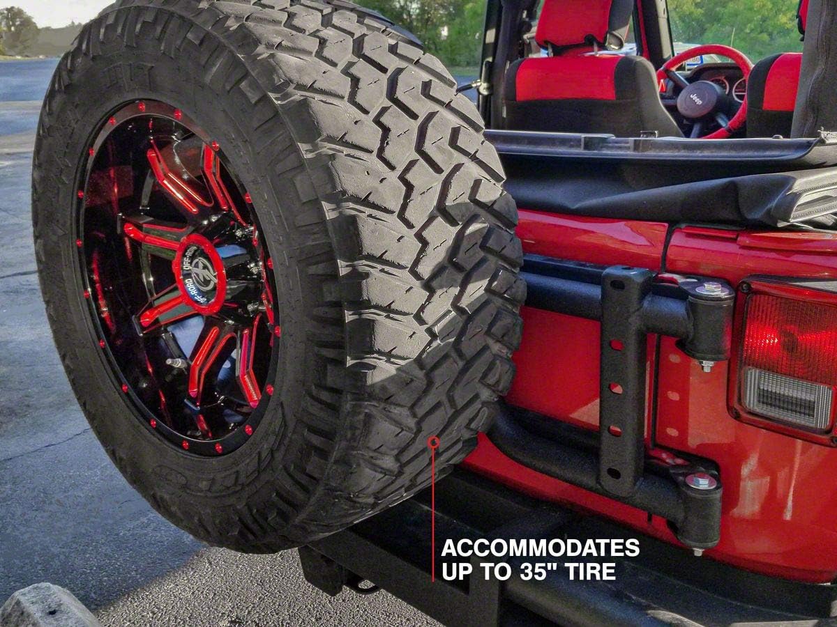 Redrock 4x4 HD Tire Carrier Compatible with OEM Tail Gate Compatible with 07-18 Jeep Wrangler JK