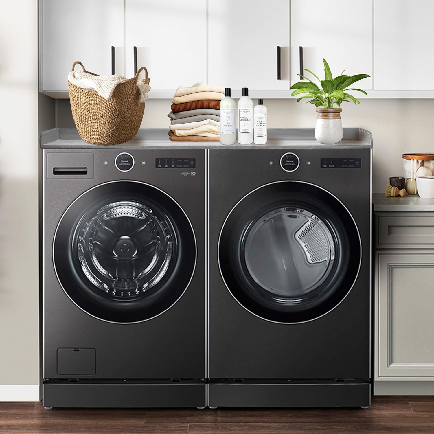 Washer and Dryer Countertop Universal Fit, Laundry Countertop Wood, Dry Countertop, Laundry Storage & Organization (Gray)