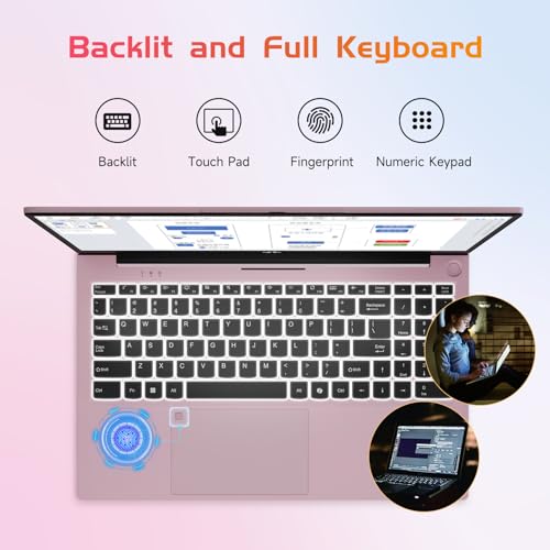 NIMO 15.6 IPS-FHD-Laptop, Intel Pentium 4 Cores N100 8GB RAM 128GB SSD Backlit Keyboard Fingerprint (Beat to i3-1115G4 Up to 3.4GHz) Computer for Student-Home WiFi 6 BT5.2 Win 11
