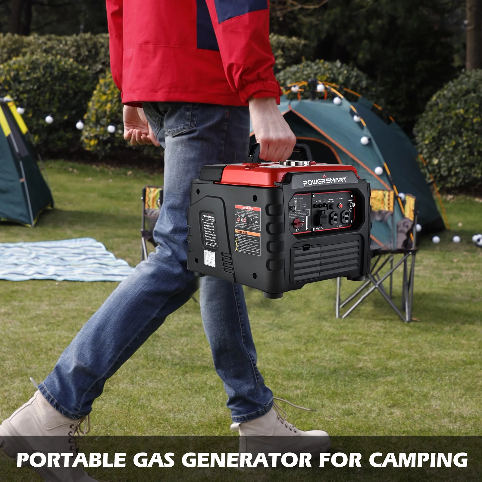 PowerSmart 1500 Watt Portable Gas Power Inverter Generator for Outdoor Camping/Home Use,Low Noise