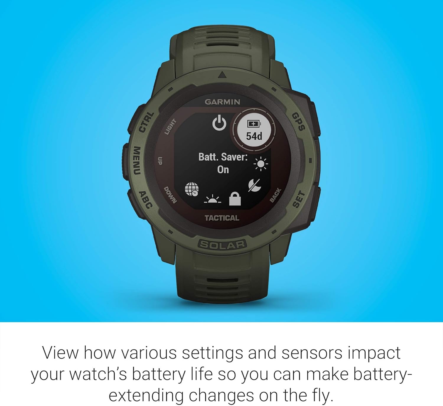 Garmin Instinct Solar Tactical, Solar-Powered Rugged Outdoor Smartwatch with Tactical Features, Built-in Sports Apps and Health Monitoring, Moss Green (Renewed)