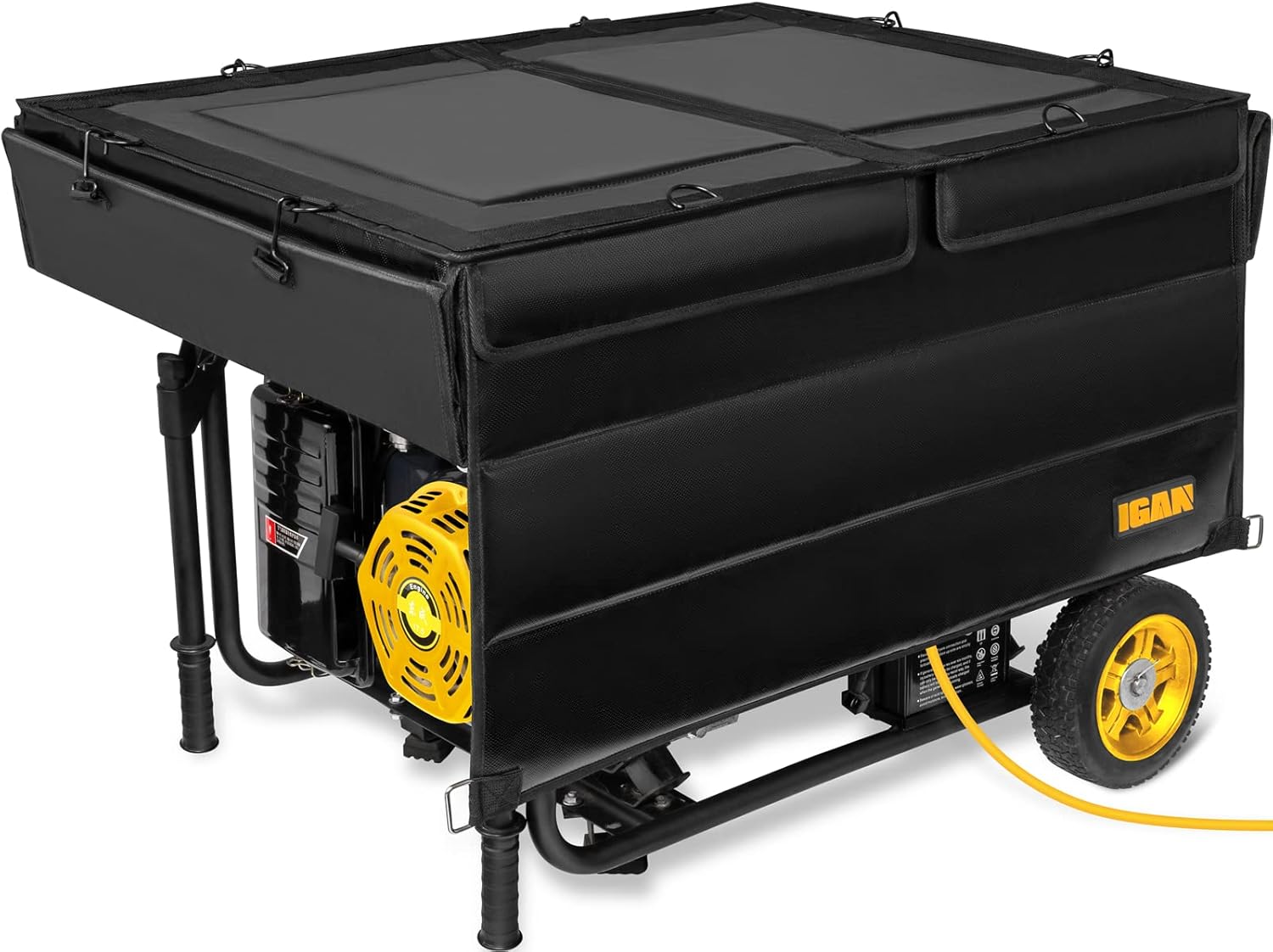 IGAN Generator Tent Running Cover Pro-Max, Ultra Heavy Duty Tarpaulin Enclosure with Windproof Kit, Portable All-Weather Generator Rain Shelter for Most 3500w-12000w generators, Black