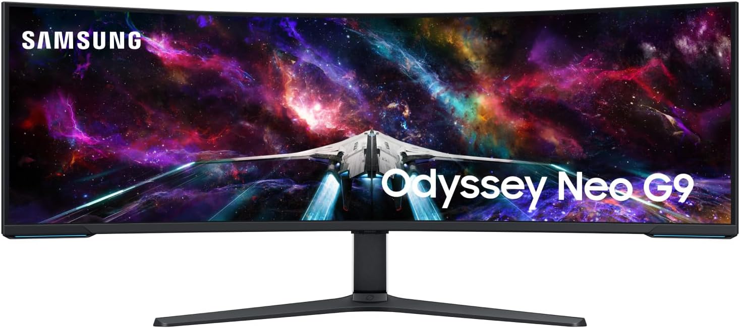 SAMSUNG 57" Odyssey Neo G9 Series Dual 4K UHD 1000R Curved Gaming Monitor, 240Hz, 1ms with DisplayPort 2.1, Quantum Mini-LED, DisplayHDR 1000, AMD FreeSync Premium Pro, LS57CG952NNXZA, 2023 (Renewed)