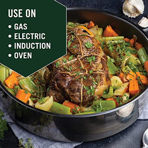 HexClad Hybrid Nonstick Deep Sauté Pan and Lid, Chicken Fryer, Dishwasher and Oven-Safe, Compatible with All Cooktops