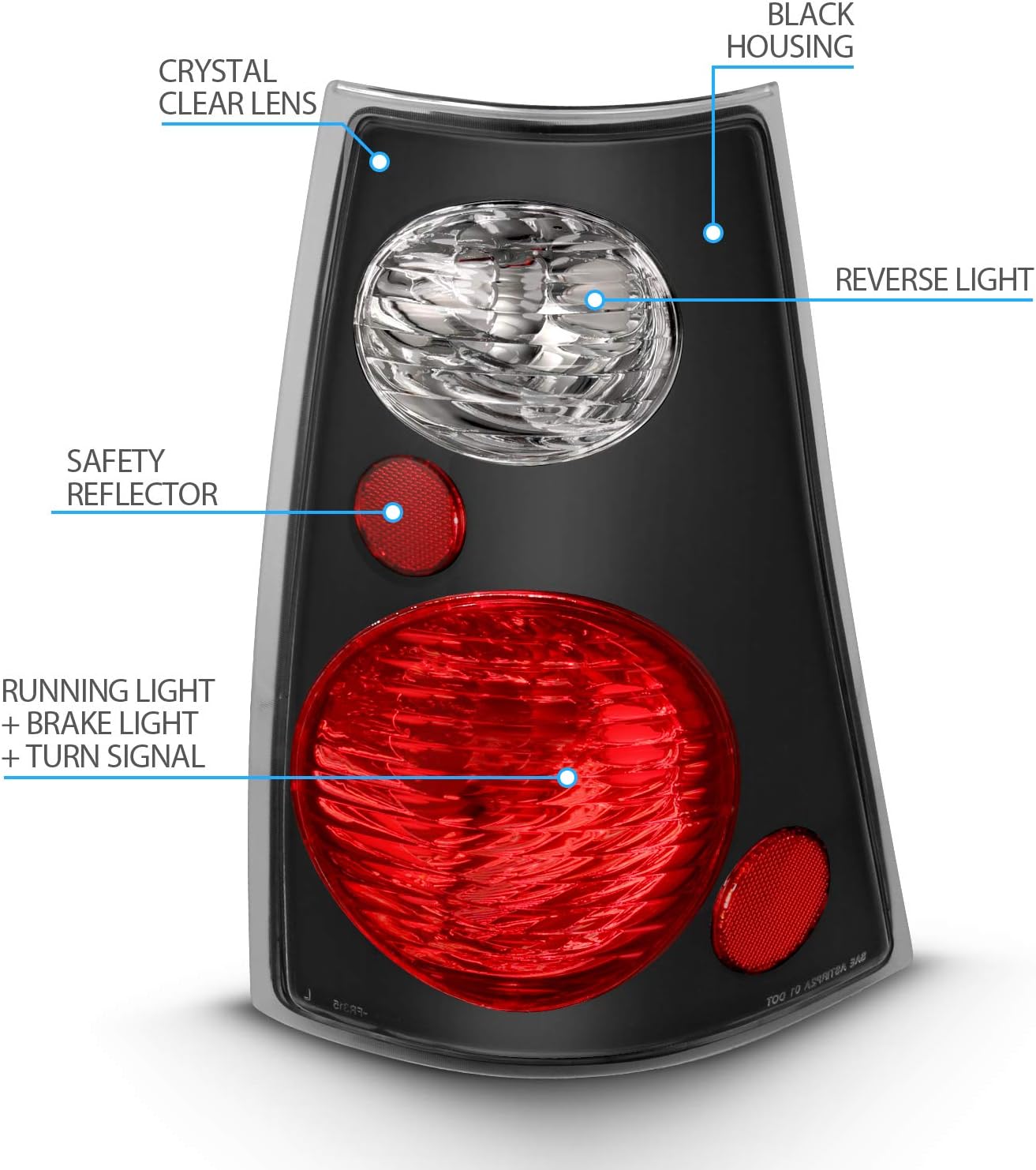 AmeriLite Black Replacement Brake Tail Lights Set for 01-05 Ford Explorer Sport Trac - Passenger and Driver Side