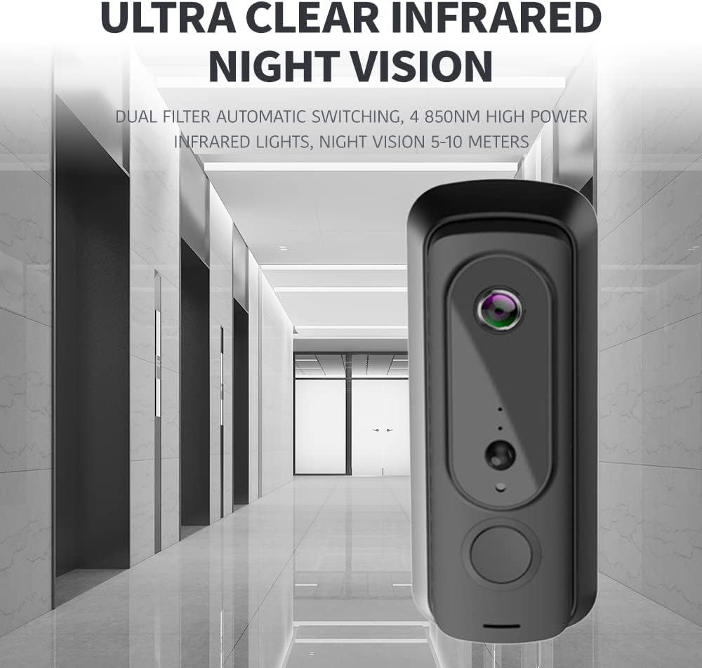 Smart Wireless WiFi Video Doorbell HD Security Camera with Motion Detection Night Vision Two-Way Talk and Real-time Video