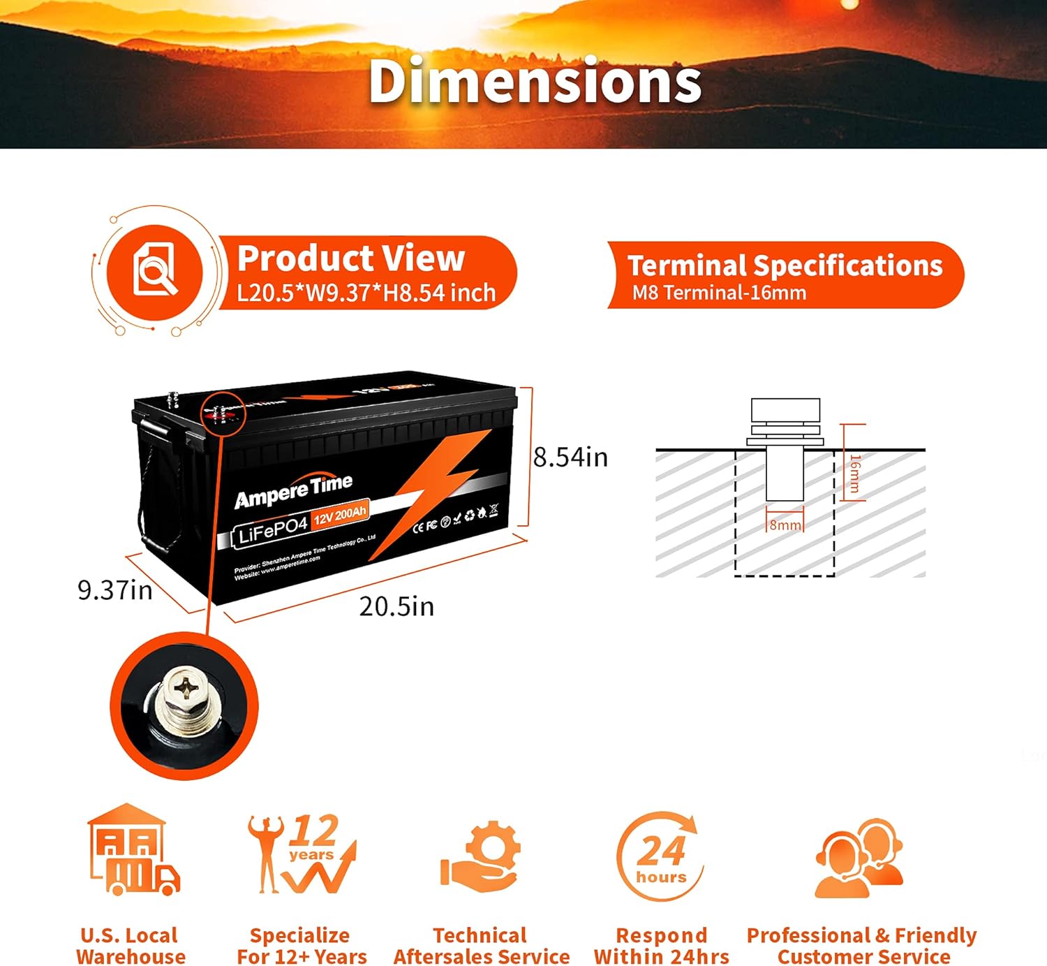 Ampere Time 12V 50Ah Lithium LiFePO4 Battery, Ideal Replacement for?12V 100Ah AGM SLA Battery, More Efficient Output & Much Lighter, 4000+ Cycles, Perfect for Boat, Security Devices, Camping, etc.