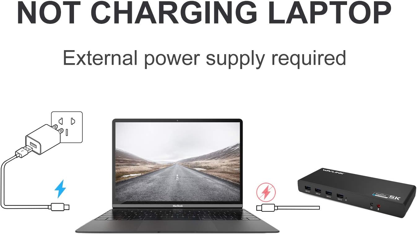WAVLINK USB 3.0 Universal Laptop Docking Station,USB C to 5K/ Dual 4K @60Hz Video Outputs Dual Monitor for Windows and Mac,(2 HDMI & 2 DP, Gigabit Ethernet, 6 USB 3.0,Audio)