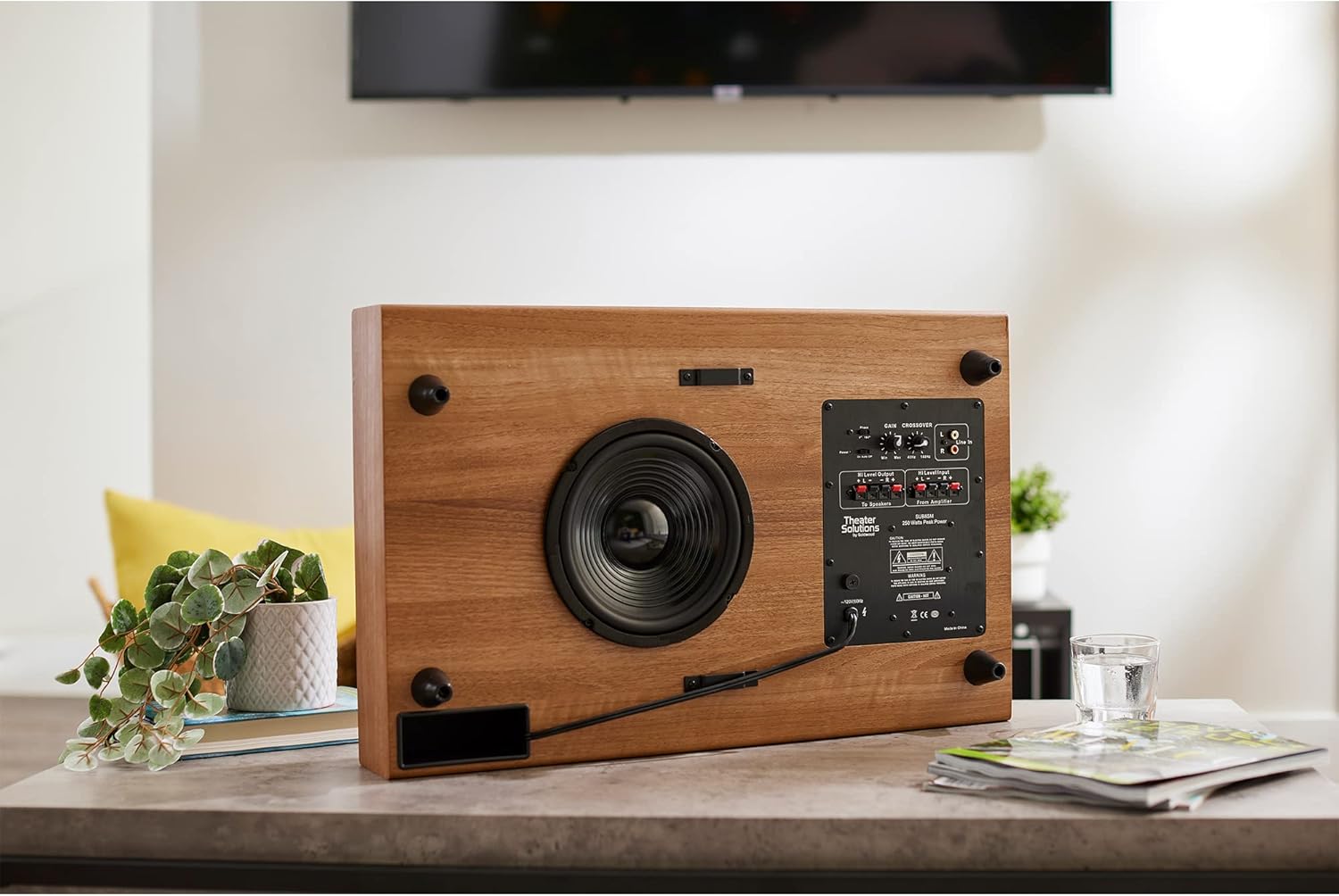 Theater Solutions SUB8SM Slim Subwoofer (Mahogany), 8-Inch Slim