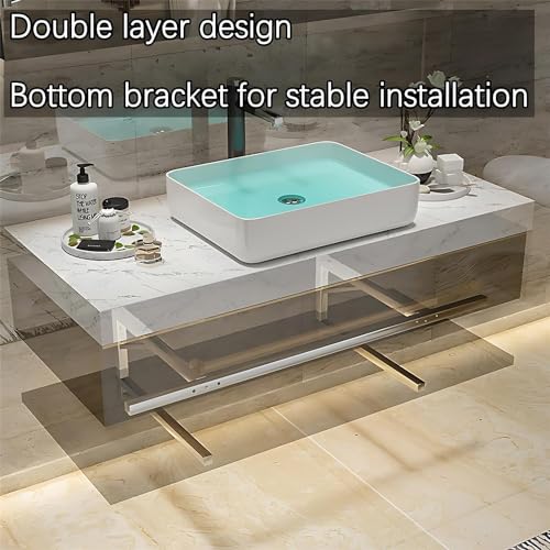 Double Bathroom Bathroom Vanity with Sink - Floating Bathroom Vanity with LED Smart Defog Mirror Cabinet, Solid Wood Bathroom Vanity, Wall Mounted, Stylish Design (Single Sink 36")