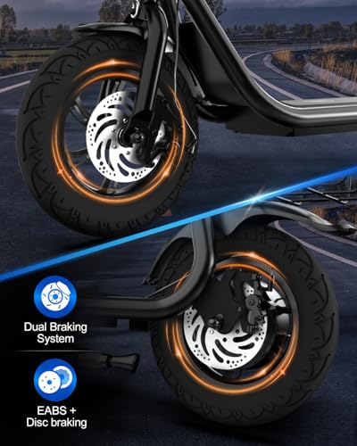Electric Scooter with Seat ZD06, 800W Peak Motor, 20 Mile Range & 15.5 Mph, Key Start, Foldable E-Scooter with Carry Basket for Pets & Cargo, Electrically-Powered Motor Scooters