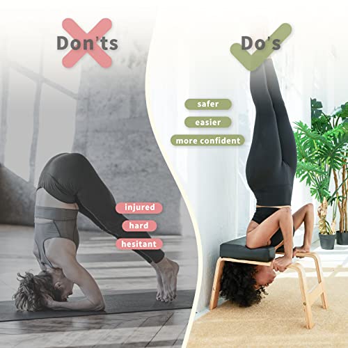 Restrial LifeRestrial Life Yoga Headstand Bench- Stand Yoga Chair for Family, Gym - Wood and PU Pads - Relieve Fatigue and Build Up Body (Black)