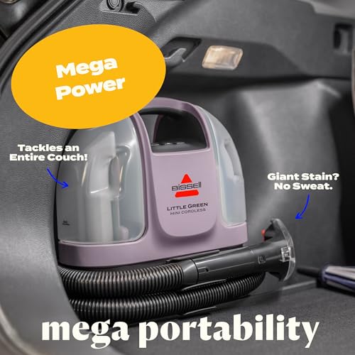 BISSELL Little Green Mini Cordless Portable Carpet and Upholstery Deep Cleaner, Car/Auto Detailer, with HydroRinse Self-Cleaning Tool and 4" Tough Stain Tool, 4015