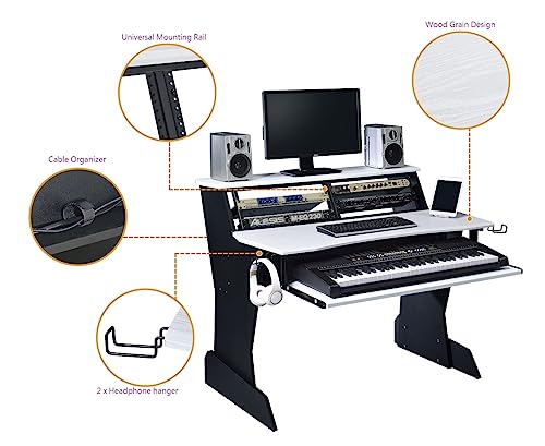 BE200 Series Music Studio Desk Workstation with 2 x 4U rack (Black)