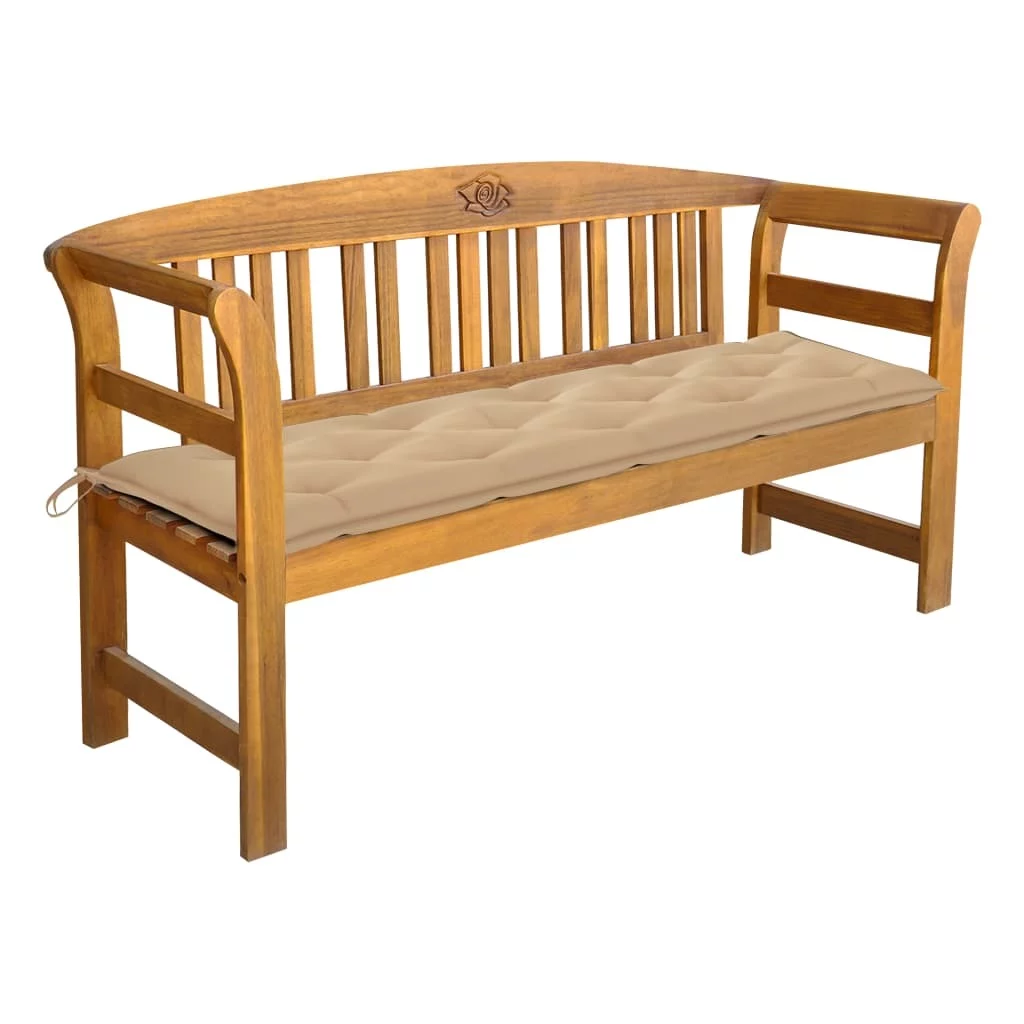 Rose Engraved Acacia Wood Patio Bench - Elevate your outdoor space with elegance and comfort!