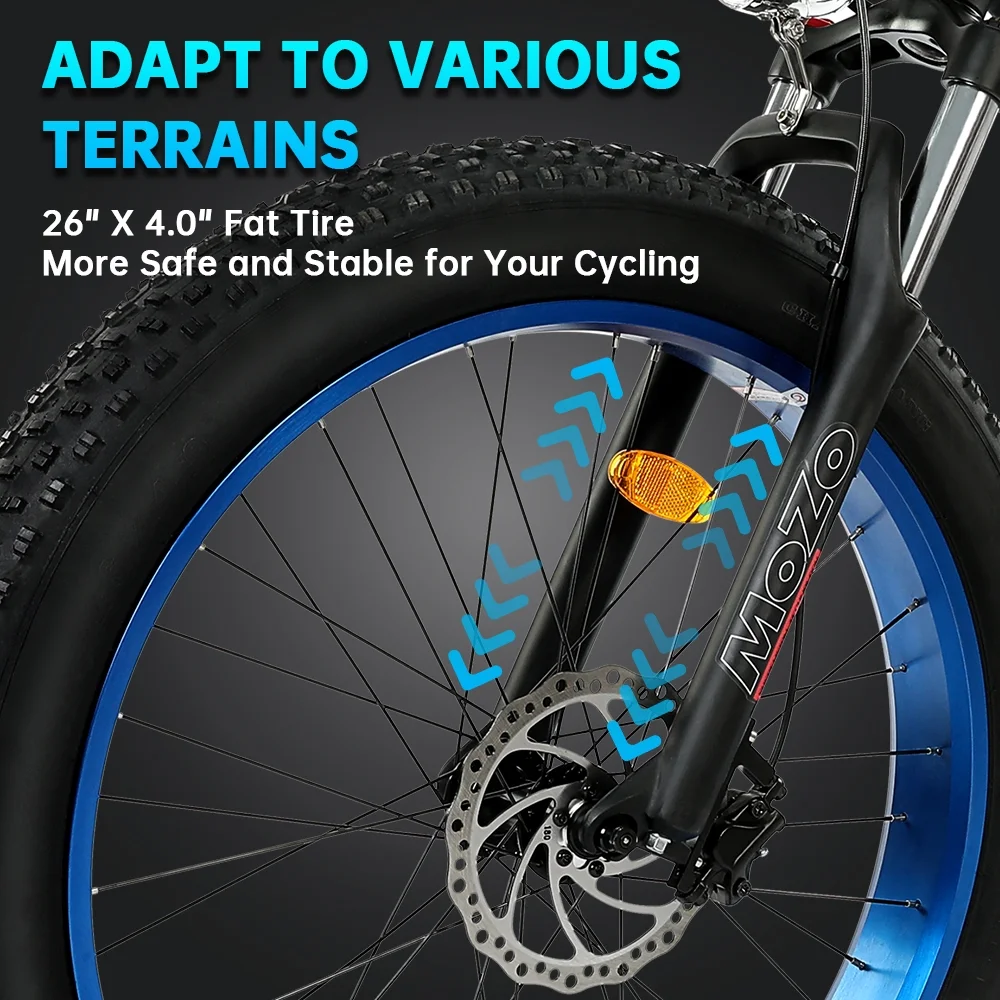 ECOTRIC 26 × 4" Fat Tire Electric Bike 750 W e-bike Mountain Beach Snow Bicycle W/ 7 Speeds Black Removable Lithium Battery 48 V 12.5 Ah Lithium battery Pedal Assist A-E516646