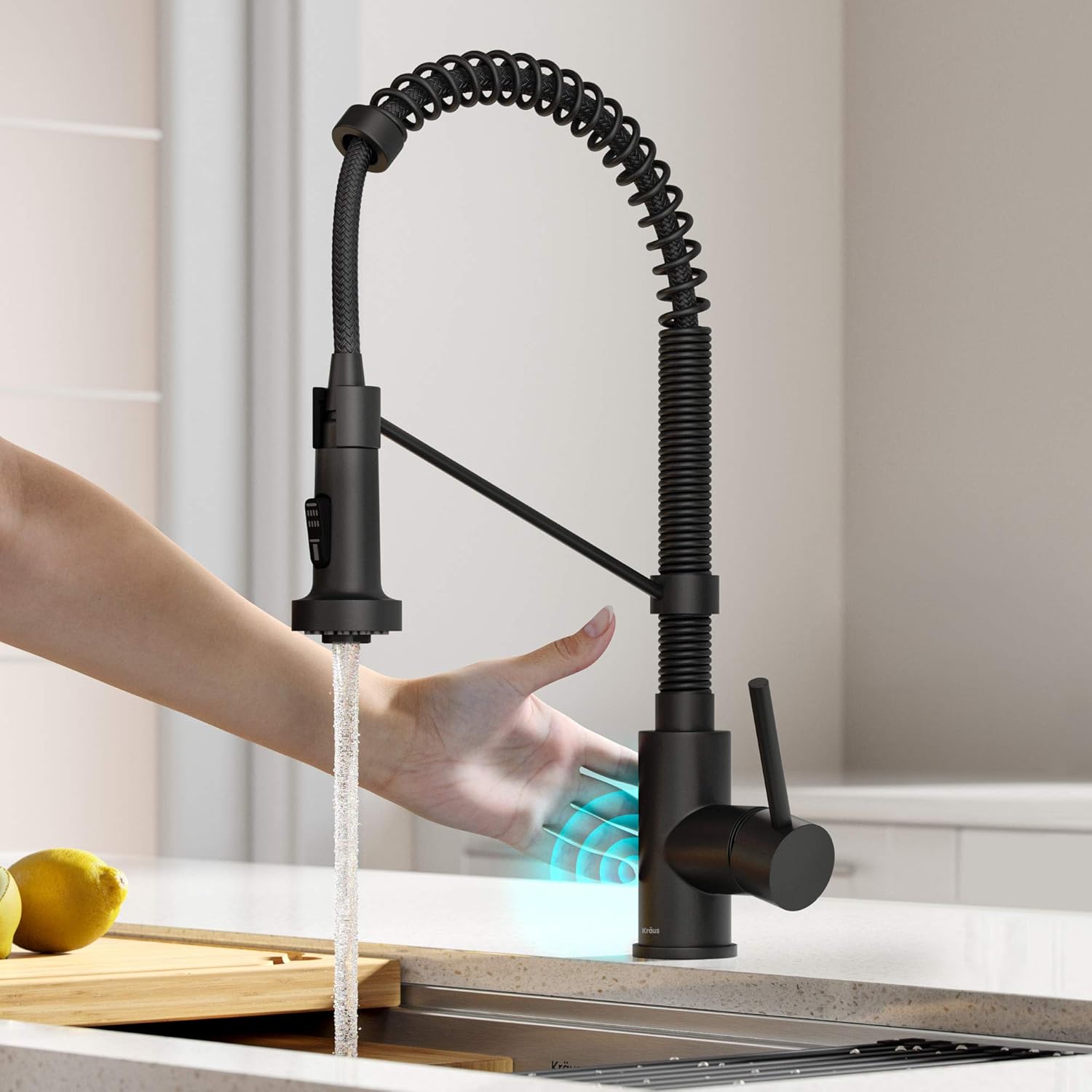 Kraus KSF-1610MB Bolden Sensor Commercial Pull-Down Kitchen Faucet (Matte Black) and KRAUS Kitchen Soap Dispenser (Matte Black)