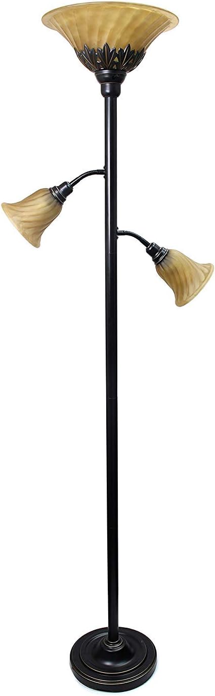 Elegant Designs LF2002-RBZ 3 Light Floor Lamp with Scalloped Glass Shades 3.9 Restoration Bronze (Pack of 2)