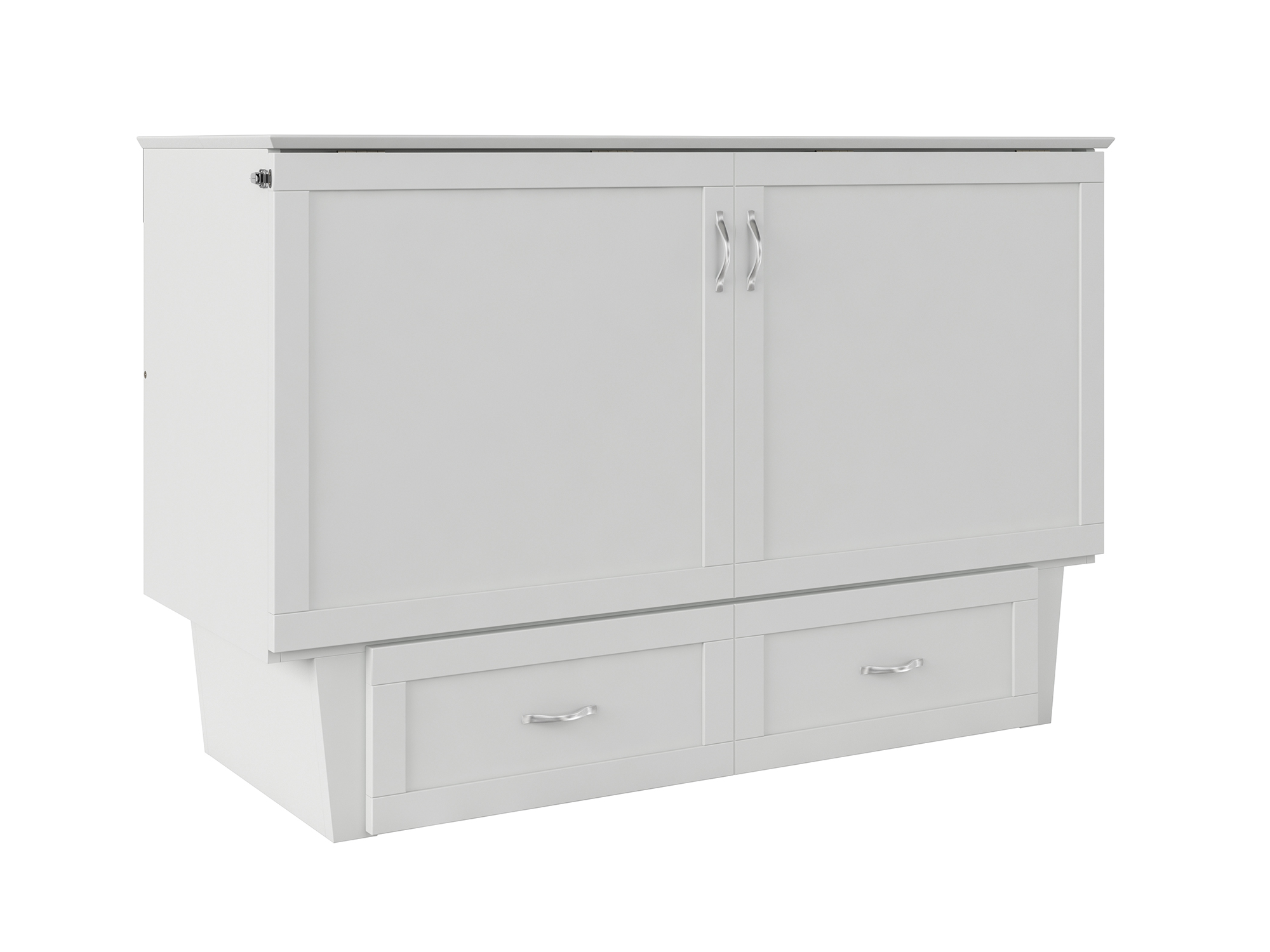 AFI Monroe Queen Solid Wood Murphy Bed Chest with Mattress, Drawer and Charger in White