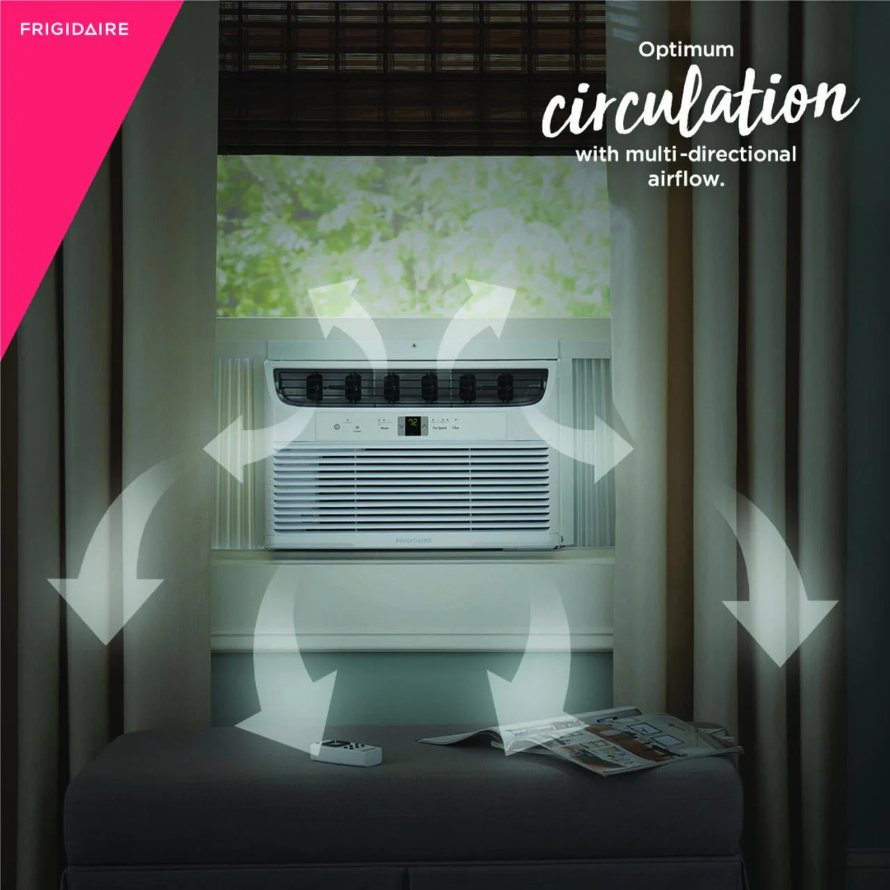Frigidaire 8,000 BTU 350 sq ft Window Air Conditioner with Remote, Black,FHWC083WAB
