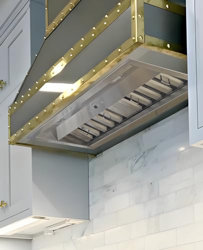 Insert/Built-in Range Hood, Ultra Quiet, Powerful Suction Stainless Steel Ducted Kitchen Vent Hood with Dimmable LED Lights, 3-Speeds 600CFM