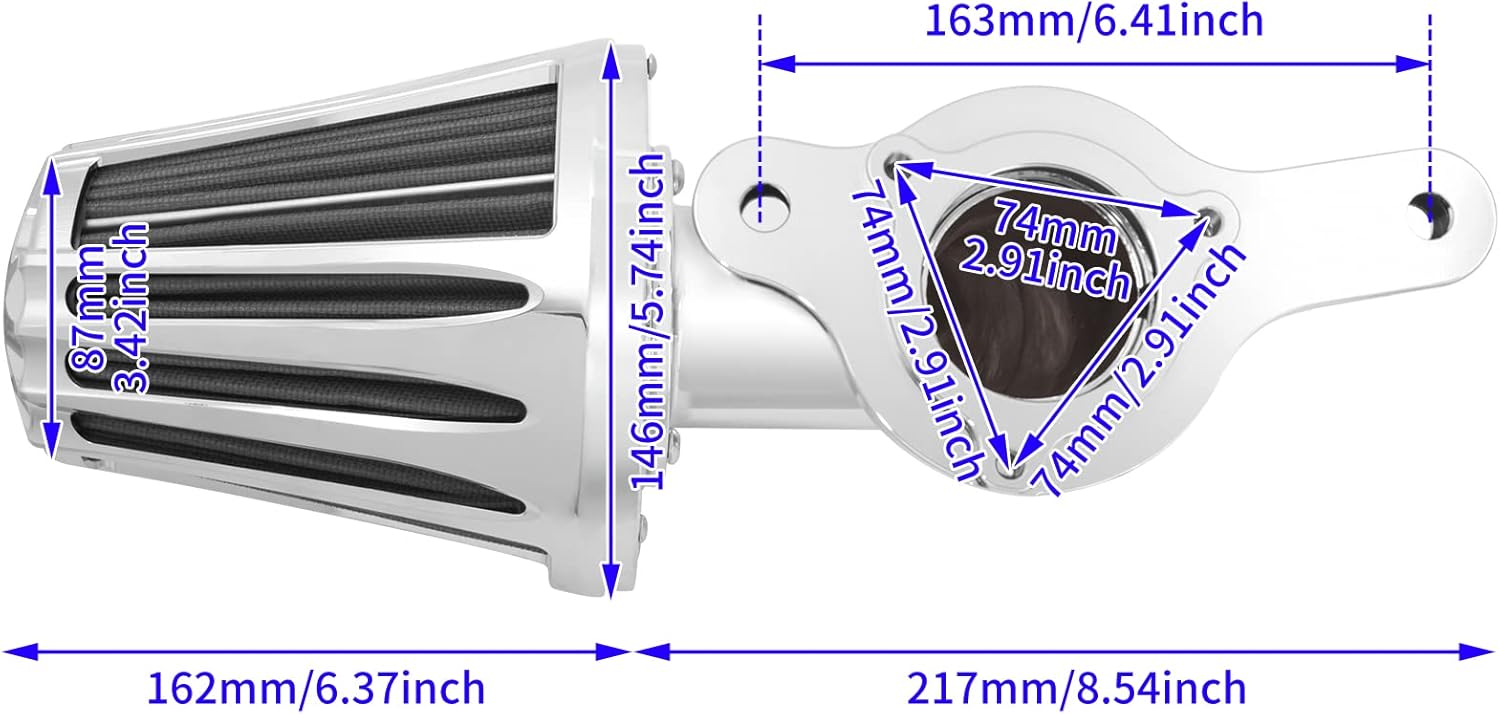 HDBUBALUS Sucker Air Intake Cleaner Kit Air Filter Fit for Harley M8 Softail Touring Trike 2017-2022 Softail 2018-2022 (Chrome Grey)