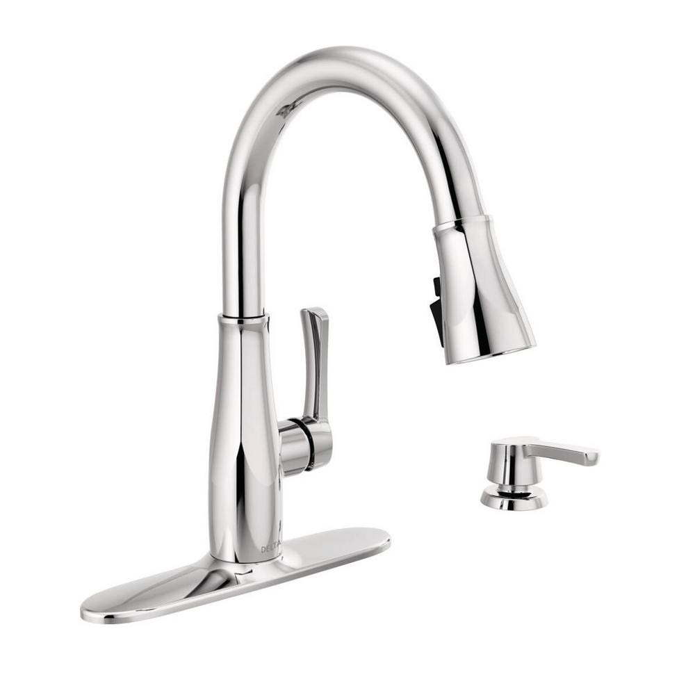 Delta Owendale Single-Handle Pull-Down Sprayer Kitchen Faucet with ShieldSpray Technology in Chrome, Grey