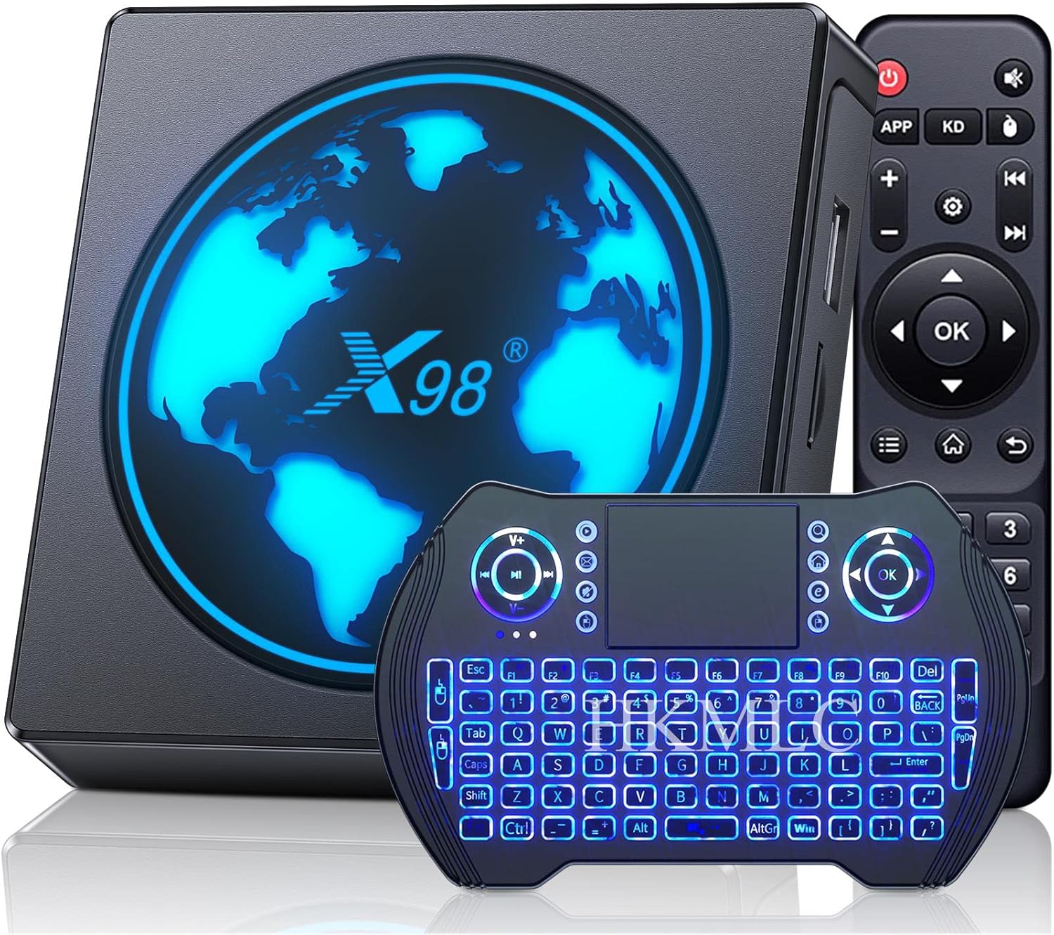 Android TV Box, X98 Mini Android TV Box 11.0 4GB 64GB S905W2 Supports 2.4G/5G WiFi Bluetooth Ethernet LAN 3D 4K HDR Android Box 2022 Smart TV Box with Mini Backlit Keyboard Pack of 2