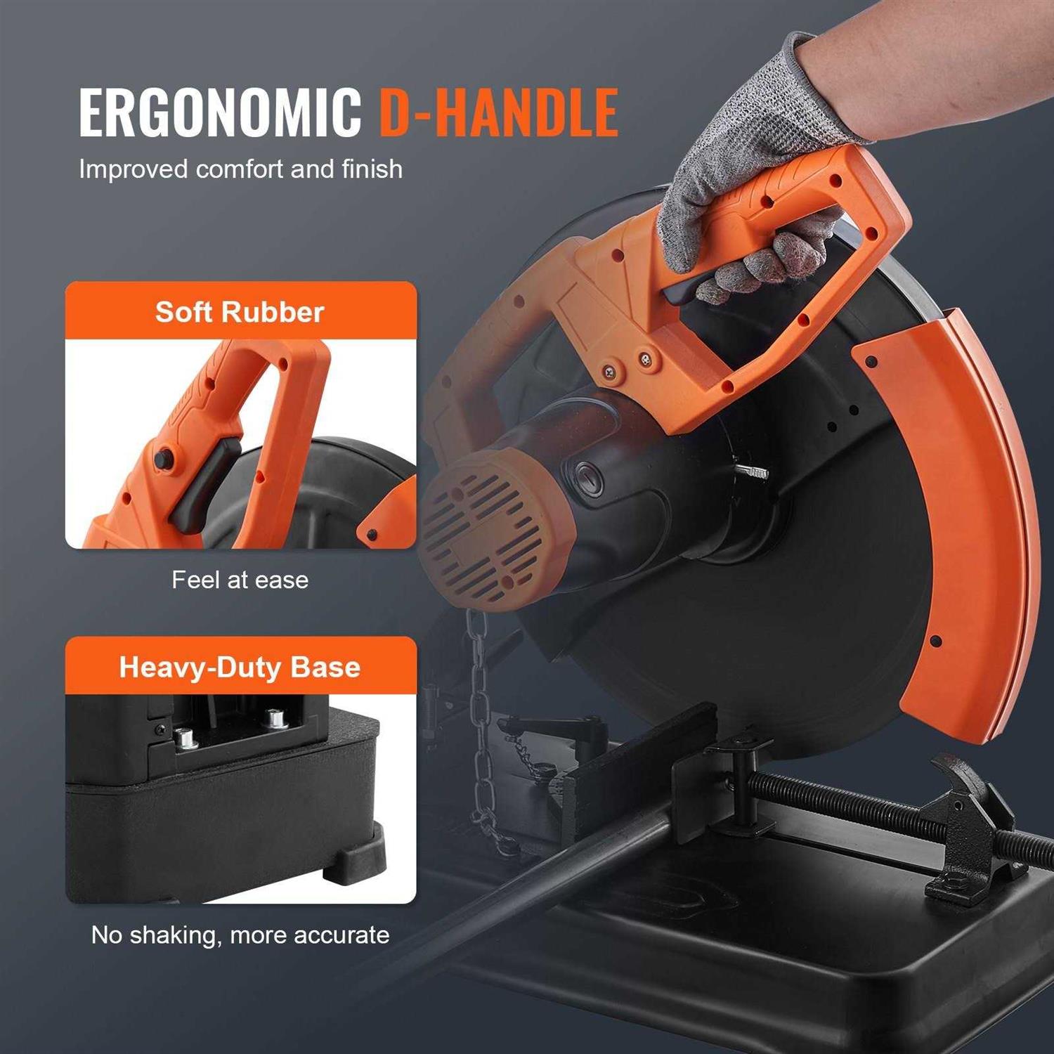 VEVOR Abrasive Chop Saw 14/355mm Blade Diameter Cut Off Saw 2300W 3600RPM Steel Cutting Machine 0-45° Adjustable Angle Miter Saw for Cutting Metal - Shop Hardware Tools Online Store