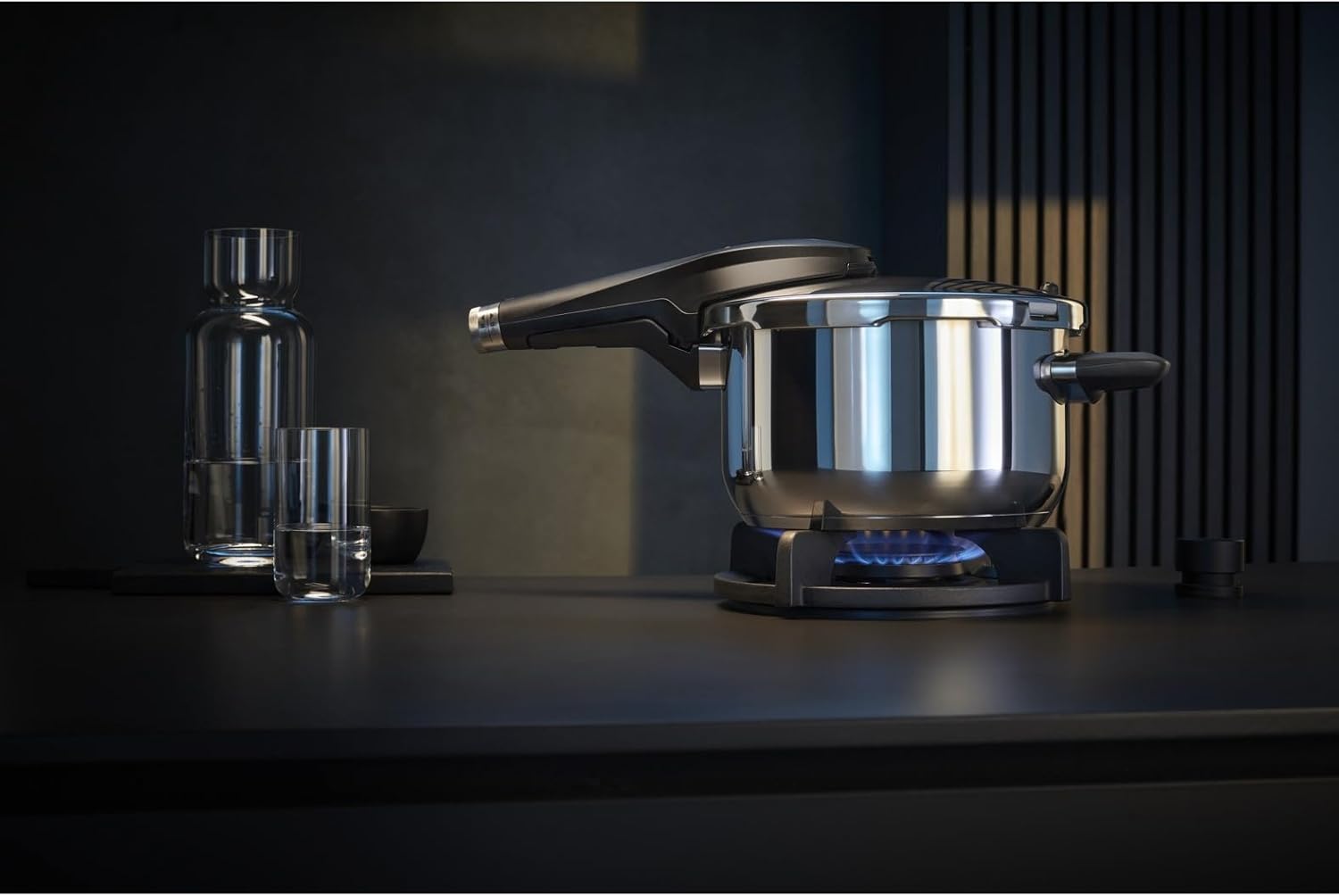 WHF WMF Perfect Premium Pressure 4.5 L Cromargan Polished Stainless Steel 2 Cooking Levels All-in-One Rotary Knob Suitable for Induction Cookers Dishwasher Safe Diameter 22 cm, Silver