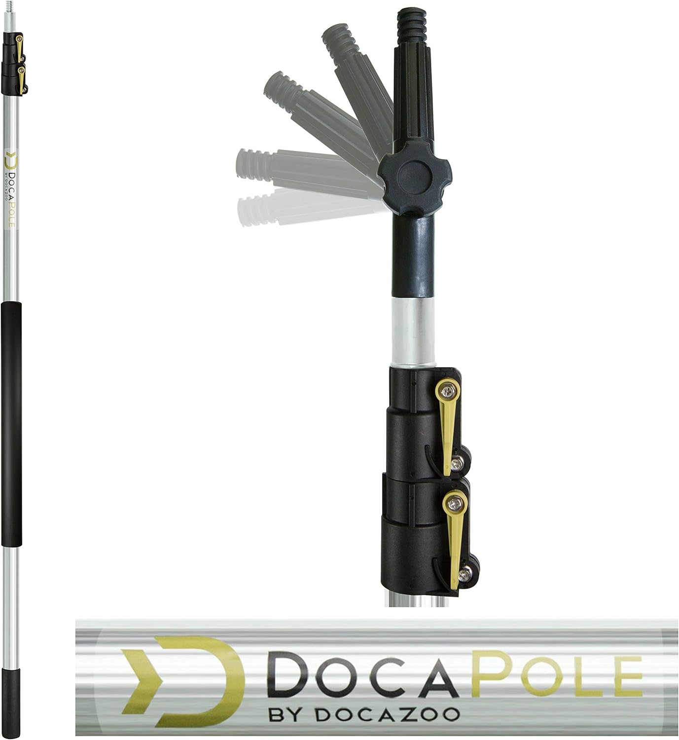 DocaPole Light Bulb Changer with 7-30 Foot Telescopic Extension Pole For High Ceilings and Recessed Lights, Suction Cup Style