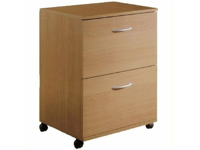 Bowery Hill 2 Drawer Mobile Vertical Filing Cabinet in Natural Maple