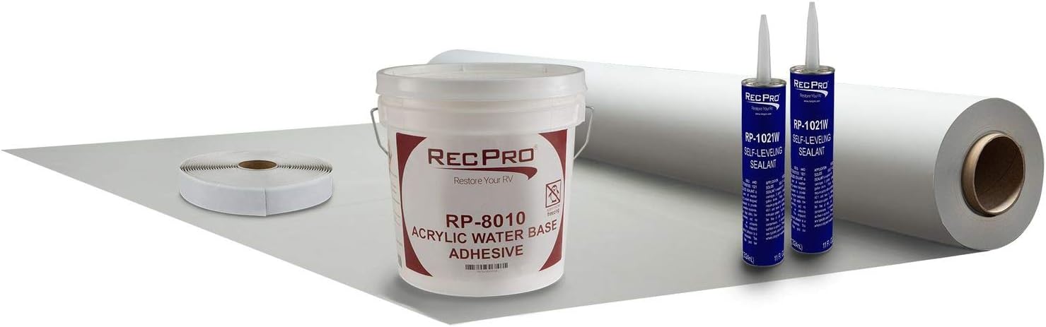 RecPro Extreme Duty RV Rubber Roof Kit | 8.5' Wide | Camper Roof | Motor Home Roof | Trailer Roof (35')