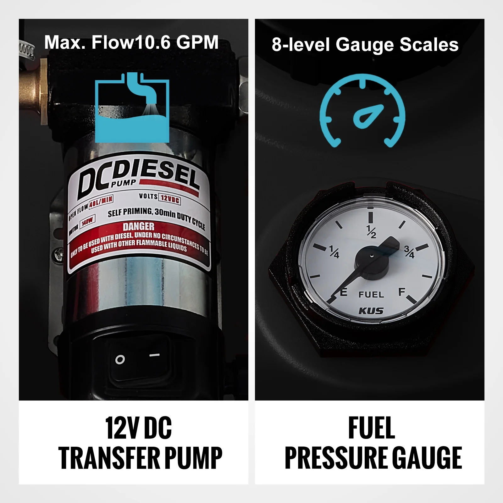 BENTIS Portable Diesel Tank 58 Gal Diesel Fuel Tank with 12V Transfer Pump Black