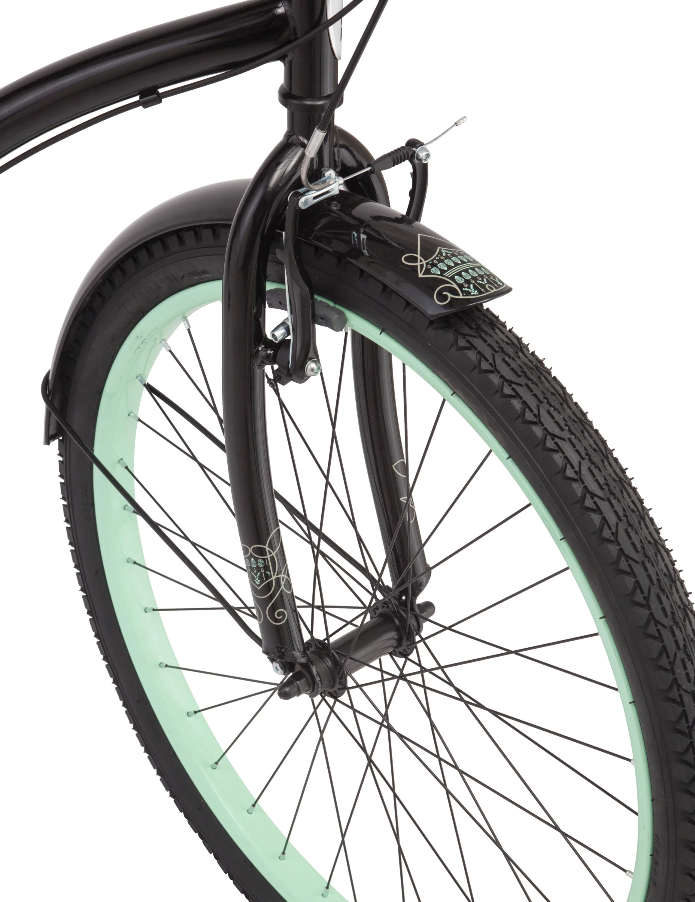 Schwinn Fairhaven Cruiser Bike, 26-inch wheels, 7 speeds, womens frame, Black / Green