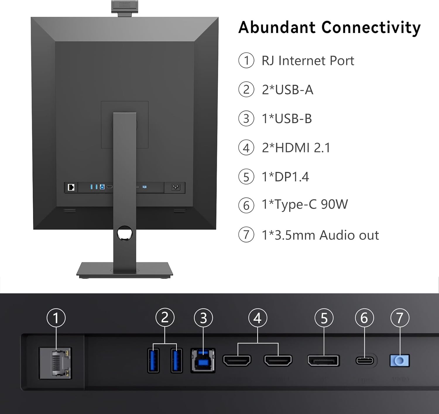 INNOCN 28 Inch 16:18 SDQHD 2560 x 2880p Computer Vertical Monitor with 2.0MP Webcam with Mic, Height/Pivot Adjustable Stand, Speakers, 98% DCI-P3, HDR 10, Black - 28C1Q