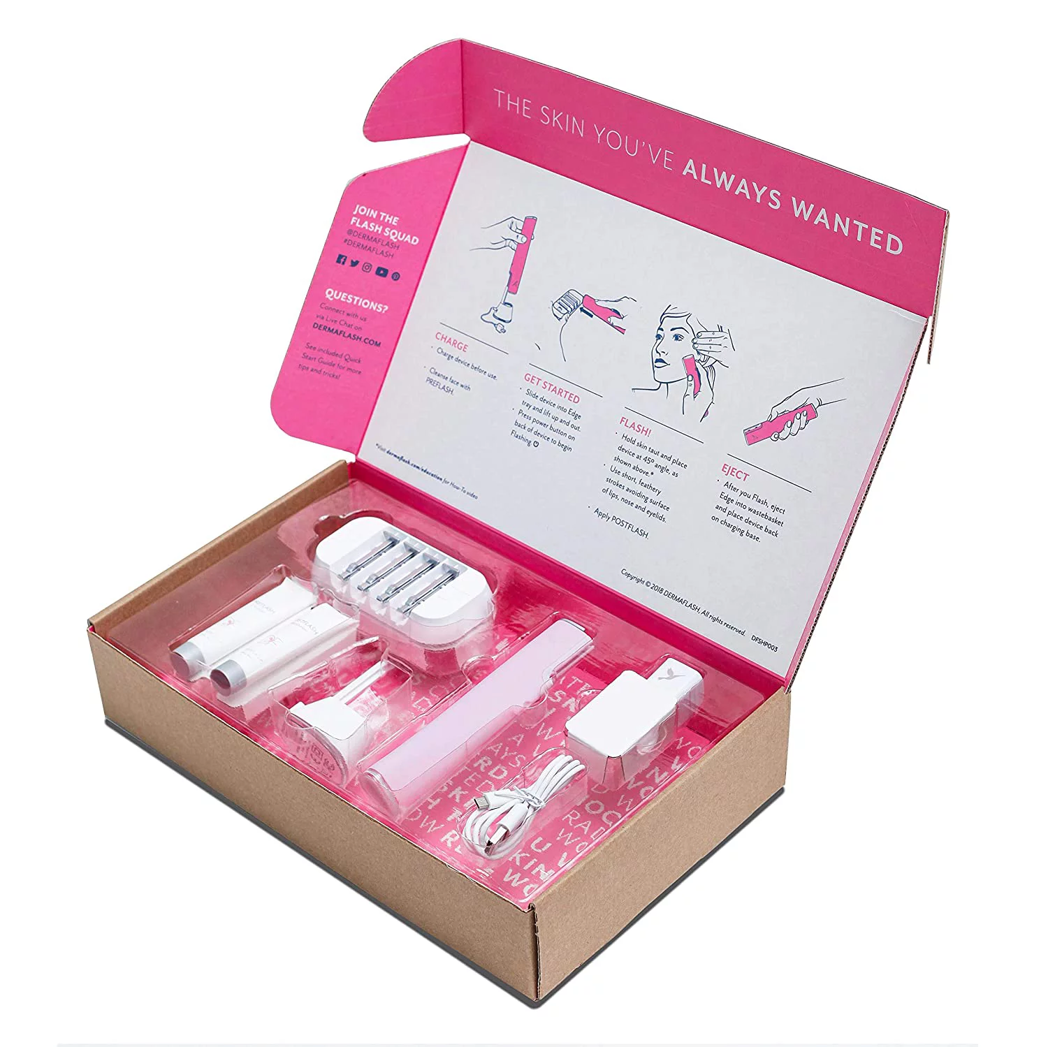 DERMAFLASH LUXE Device Exfoliating, Hair Removal (Icy Pink)