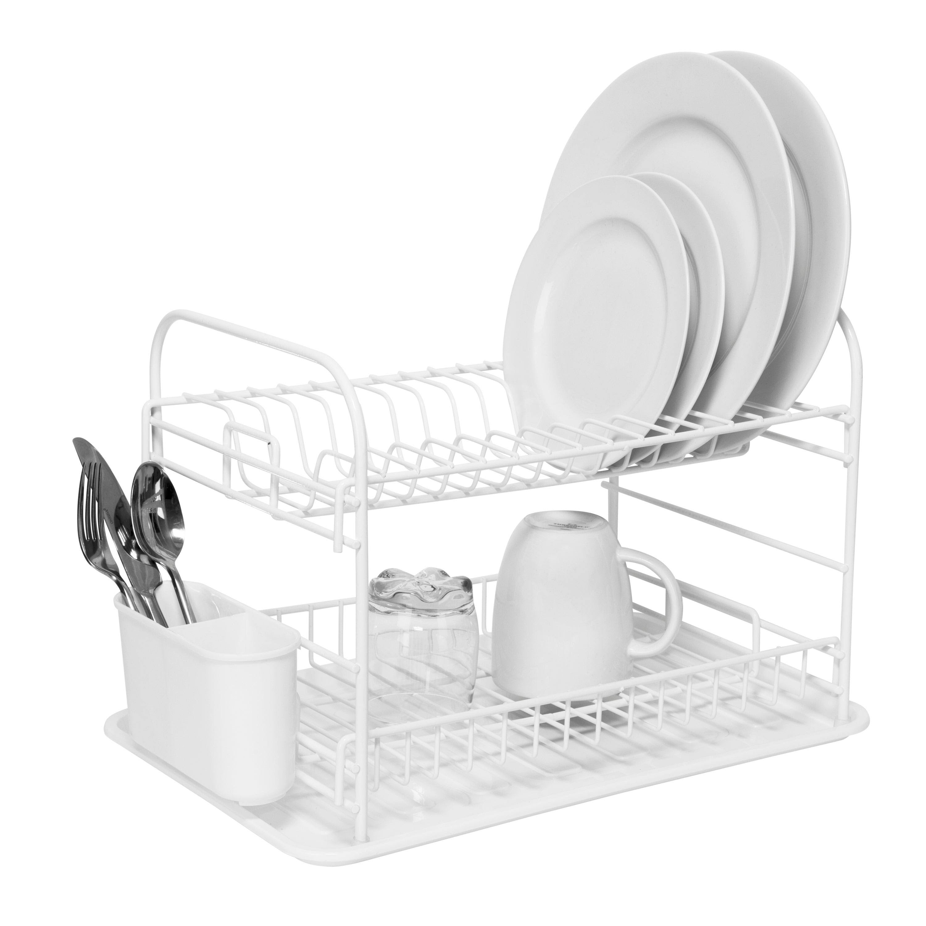 Kitchen Details Convertible 2 Tier Dish Rack - White - Megean